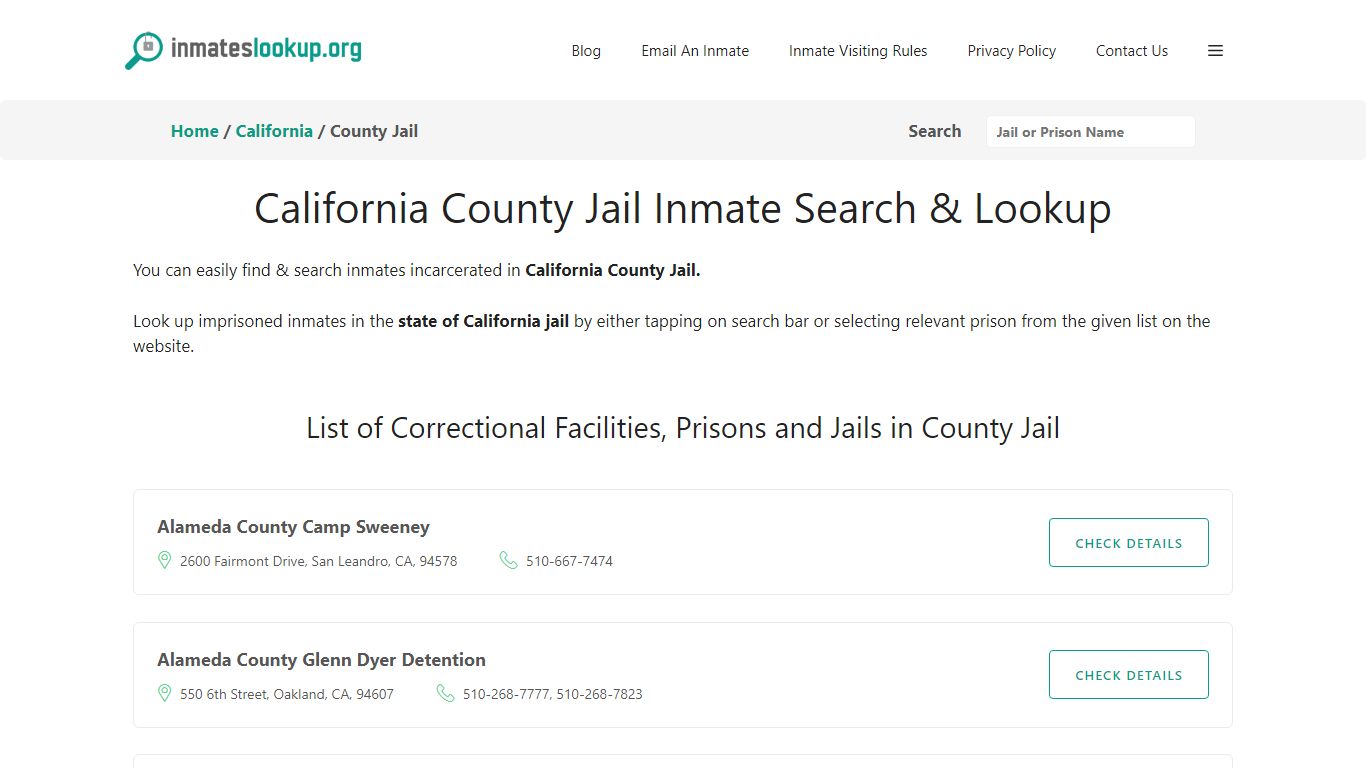 California County Jail Inmate Search & Lookup